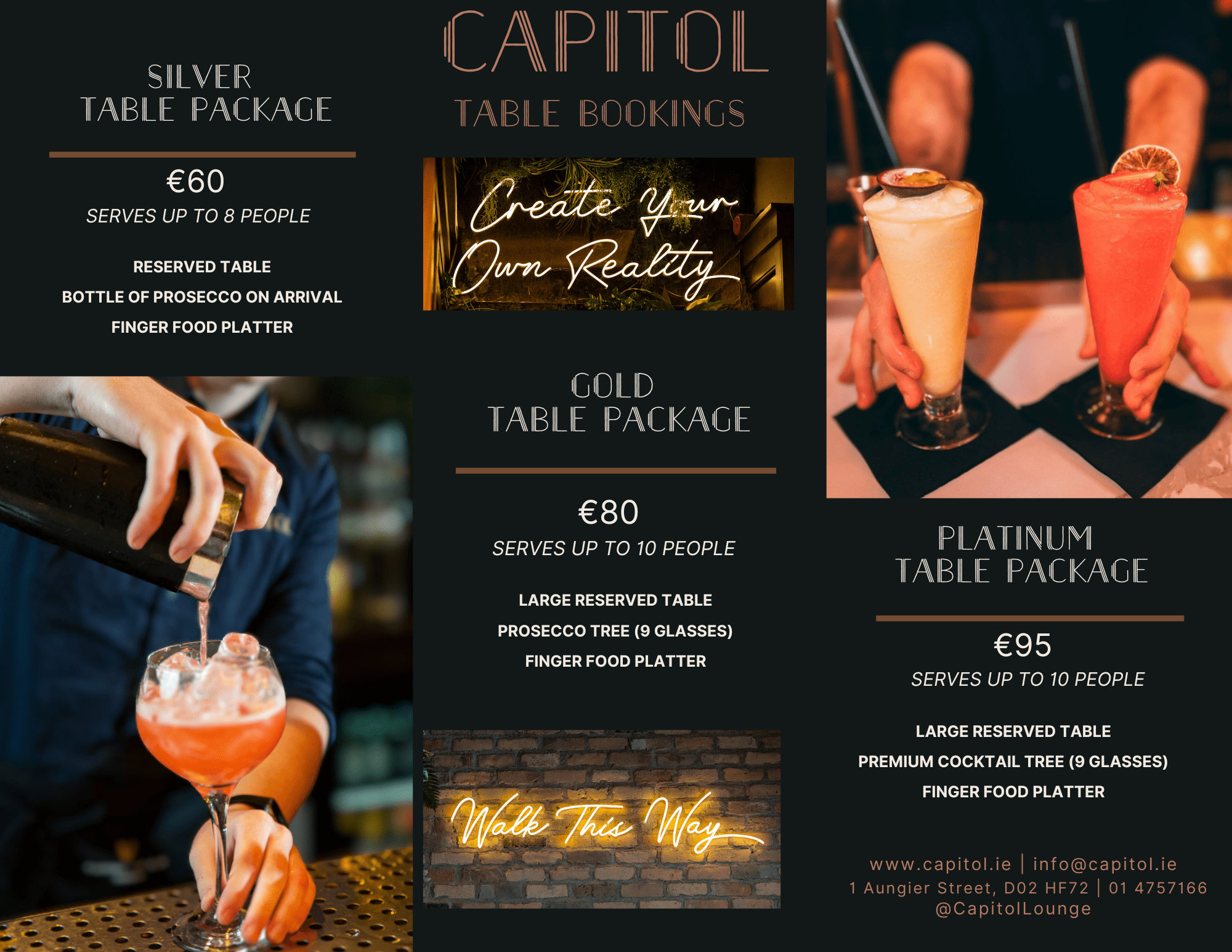 capitol table packages - website